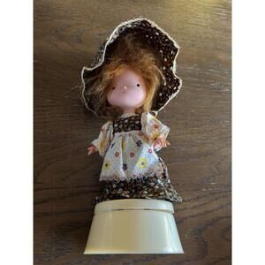 VTG Holly Hobbie Rotating Music Box Doll Sankyo Japan Wind Up Working 11” 70s